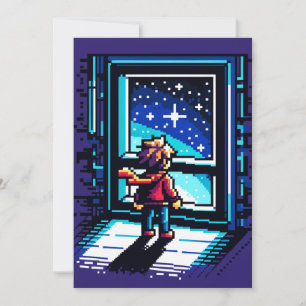 Pixelated Digital Exploration Holiday Card