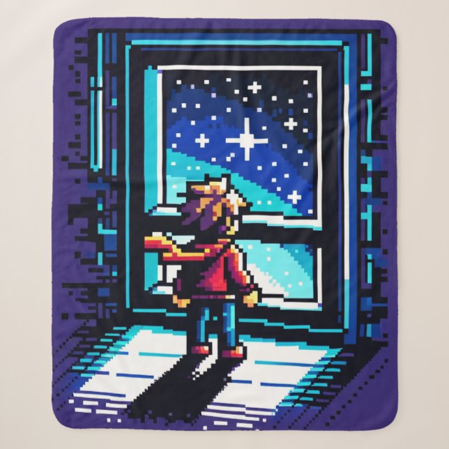 Pixelated Digital Exploration Sherpa Blanket (Front)