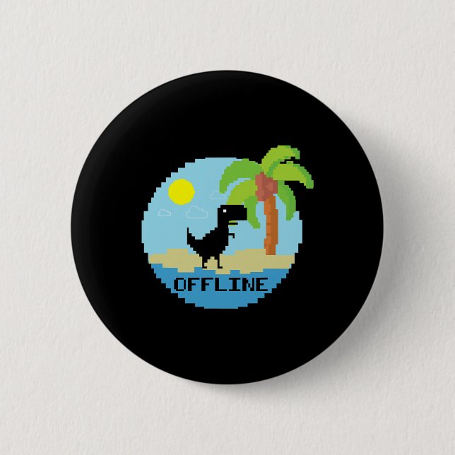 Pixelated Dinosaur Vacation Tech Enthusiasts Coder 2 Inch Round Button (Front)