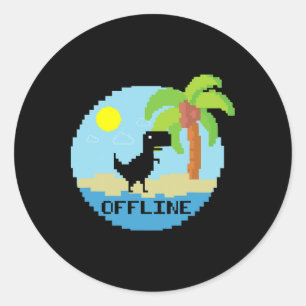 Pixelated Dinosaur Vacation Tech Enthusiasts Coder Classic Round Sticker
