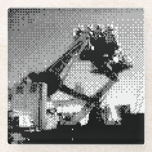 pixelated fair ride glass coaster (Front)