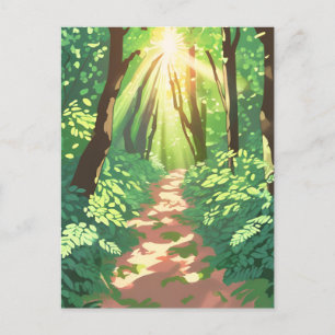 Pixelated Forest Paradise Postcard