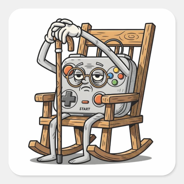 Pixelated Gamer Birthday Cake Kids Video Square Sticker (Front)