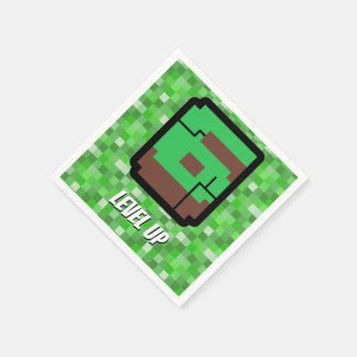 Pixelated Gamer Green Building Level Up 6 Napkin