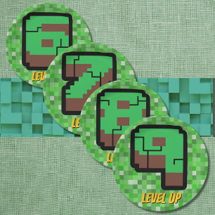 Pixelated Gamer Green Building Level Up 7 Paper Plate