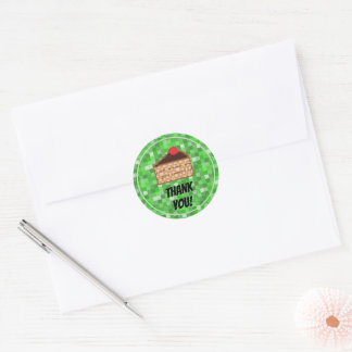 Pixelated Gamer Green Pixel Cake Slice Game On Classic Round Sticker