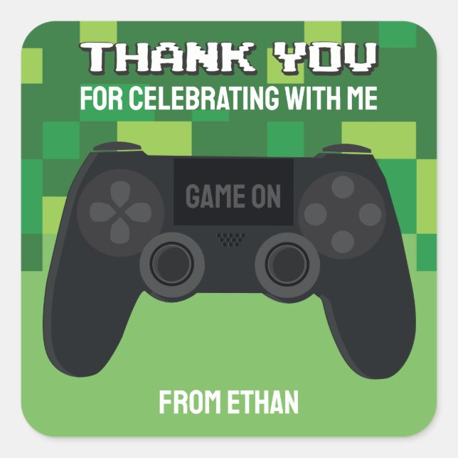 Pixelated Gamer Thank You Sticker (Front)