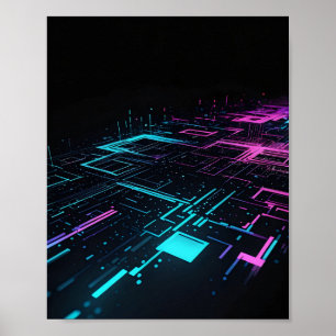 Pixelated Glitch Abstract Art Poster
