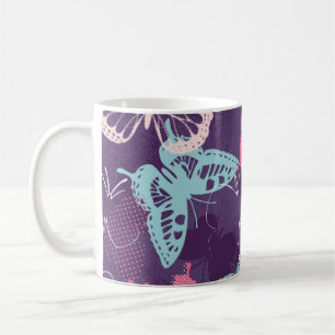 Pixelated graffiti butterflies in a pretty colour  coffee mug