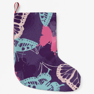 Pixelated graffiti butterflies in a pretty colour  small christmas stocking