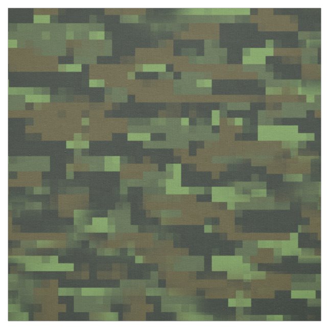 Pixelated green Camo Camouflage pattern Fabric (Swatch)