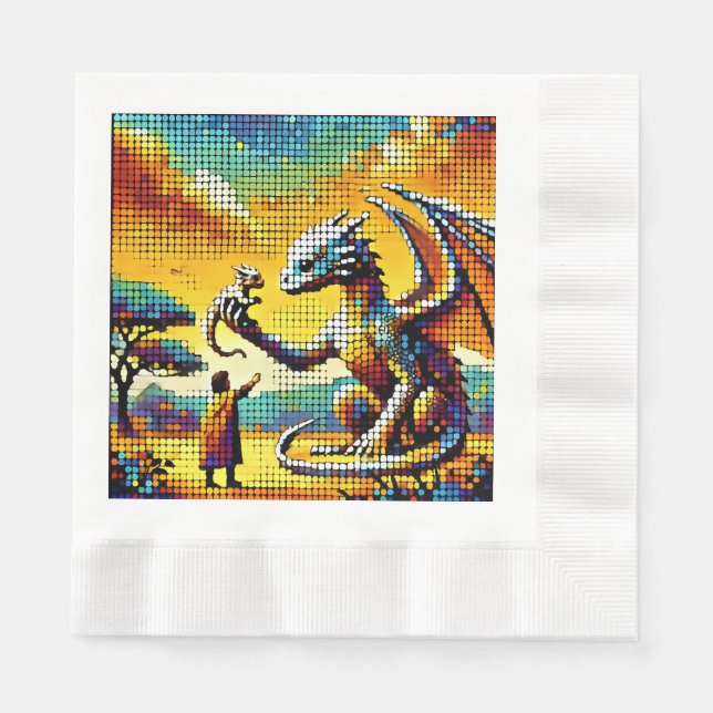 pixelated image of a dragon trainer napkin (Front)