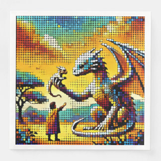 pixelated image of a dragon trainer napkin
