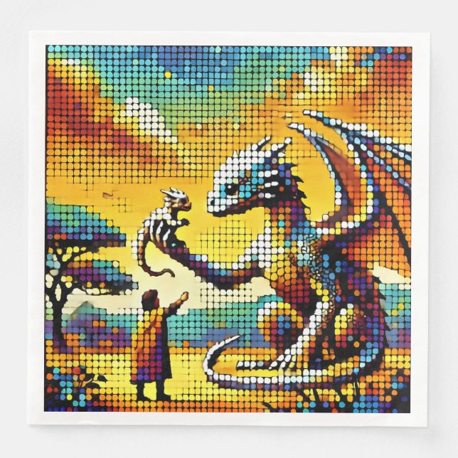pixelated image of a dragon trainer napkin (Front)
