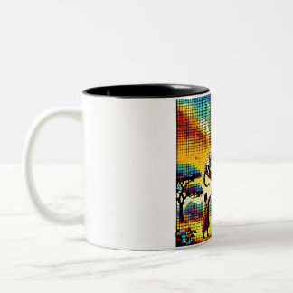 pixelated image of a dragon trainer Two-Tone coffee mug