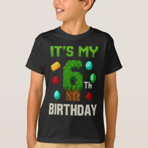 Pixelated Level 6 Birthday Gamer Kids Pixel Art De T-Shirt