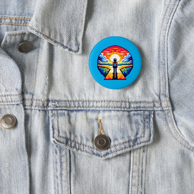 Pixelated Life's Crossroads 2 Inch Round Button (In Situ)
