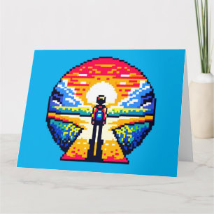 Pixelated Life's Crossroads Card