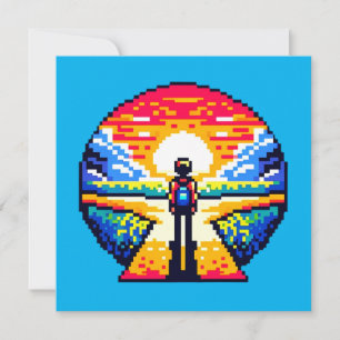 Pixelated Life's Crossroads Invitation
