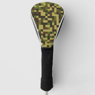 Pixelated military camouflage Driver Cover, White Golf Head Cover
