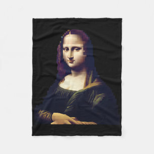 Pixelated Mona Lisa Digital Renaissance Remix Stic Fleece Blanket