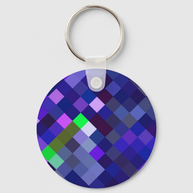 Pixelated Pattern - Indigo Keychain (Front)