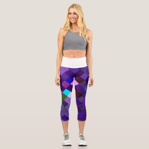 Pixelated Pattern - Purple Capri Leggings