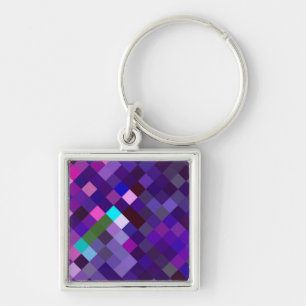 Pixelated Pattern - Purple Keychain