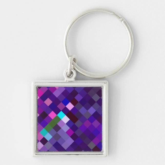 Pixelated Pattern - Purple Keychain (Front)