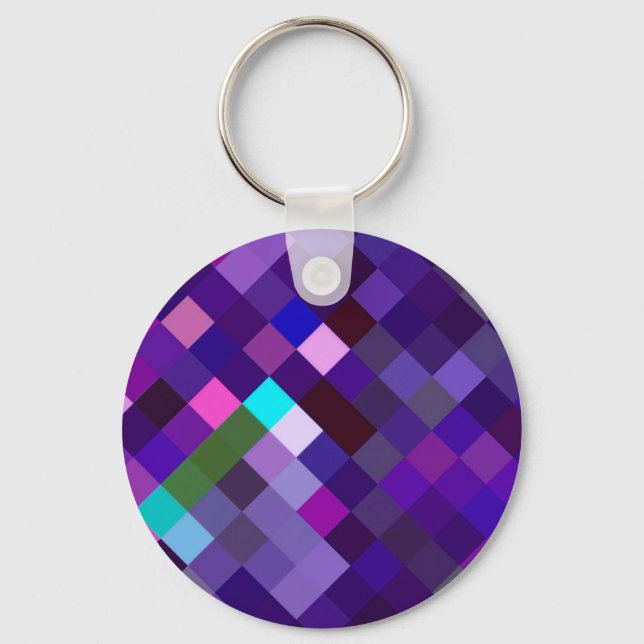 Pixelated Pattern - Purple Keychain (Front)
