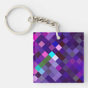 Pixelated Pattern - Purple Keychain