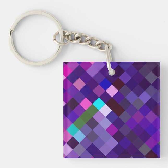Pixelated Pattern - Purple Keychain (Front)