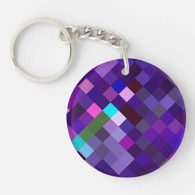 Pixelated Pattern - Purple Keychain (Front)