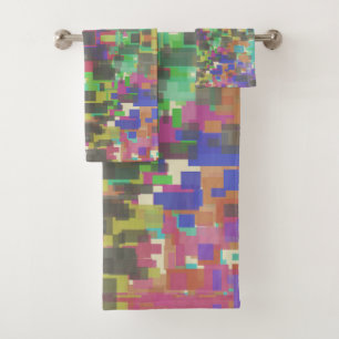 Pixelated Patterned Beyond Colors Of The Rainbow Bath Towel Set
