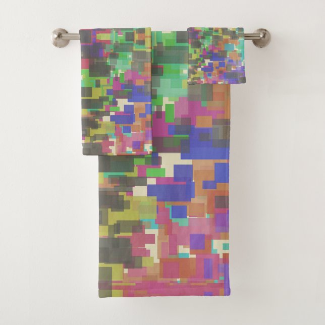 Pixelated Patterned Beyond Colours Of The Rainbow Bath Towel Set (Insitu)