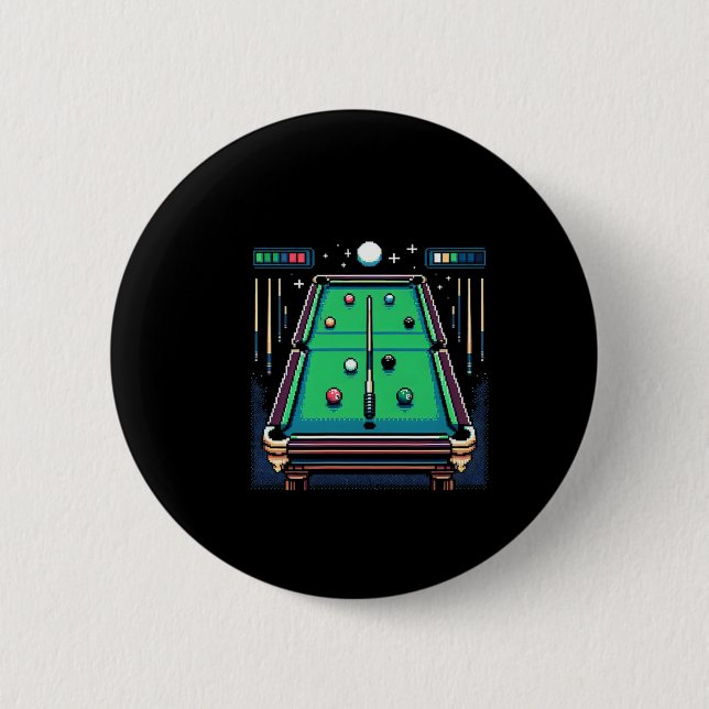 Pixelated Pot 8-bit Billiards  2 Inch Round Button (Front)