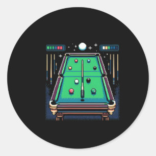 Pixelated Pot 8-bit Billiards  Classic Round Sticker