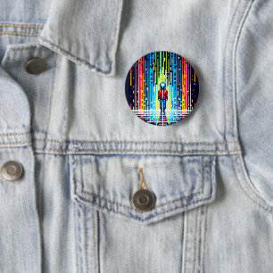 Pixelated Rain of Solace - Retro Digital Art 2 Inch Round Button
