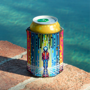 Pixelated Rain of Solace - Retro Digital Art Can Cooler