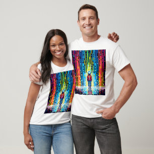 Pixelated Rain of Solace - Retro Digital Art T-Shirt