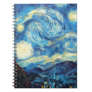 Pixelated Starry Night by Van Gogh Notebook