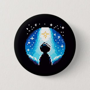 Pixelated Starry Night - Childhood Dreams Art 2 Inch Round Button