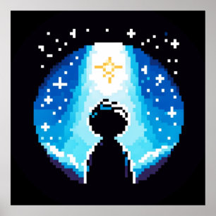 Pixelated Starry Night - Childhood Dreams Art Poster