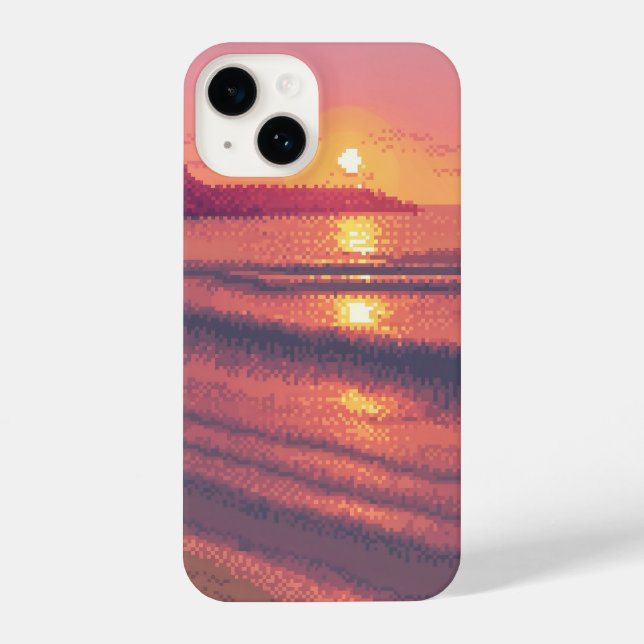 pixelated sunset iPhone case (Back)