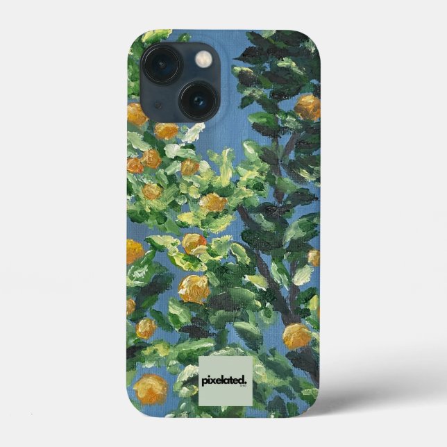 PixelatedDino Citrus Tree Oil Painting iPhone Case (Back)