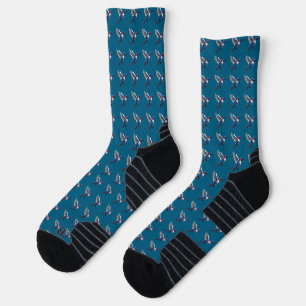 Pixeled Blue Hummingbird  Socks
