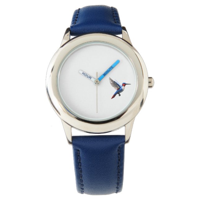 Pixeled Blue Hummingbird  Watch (Front)