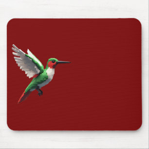 Pixeled Green Hummingbird Mouse Pad
