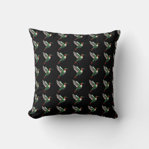 Pixeled Green Hummingbird  Throw Pillow