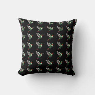 Pixeled Green Hummingbird  Throw Pillow